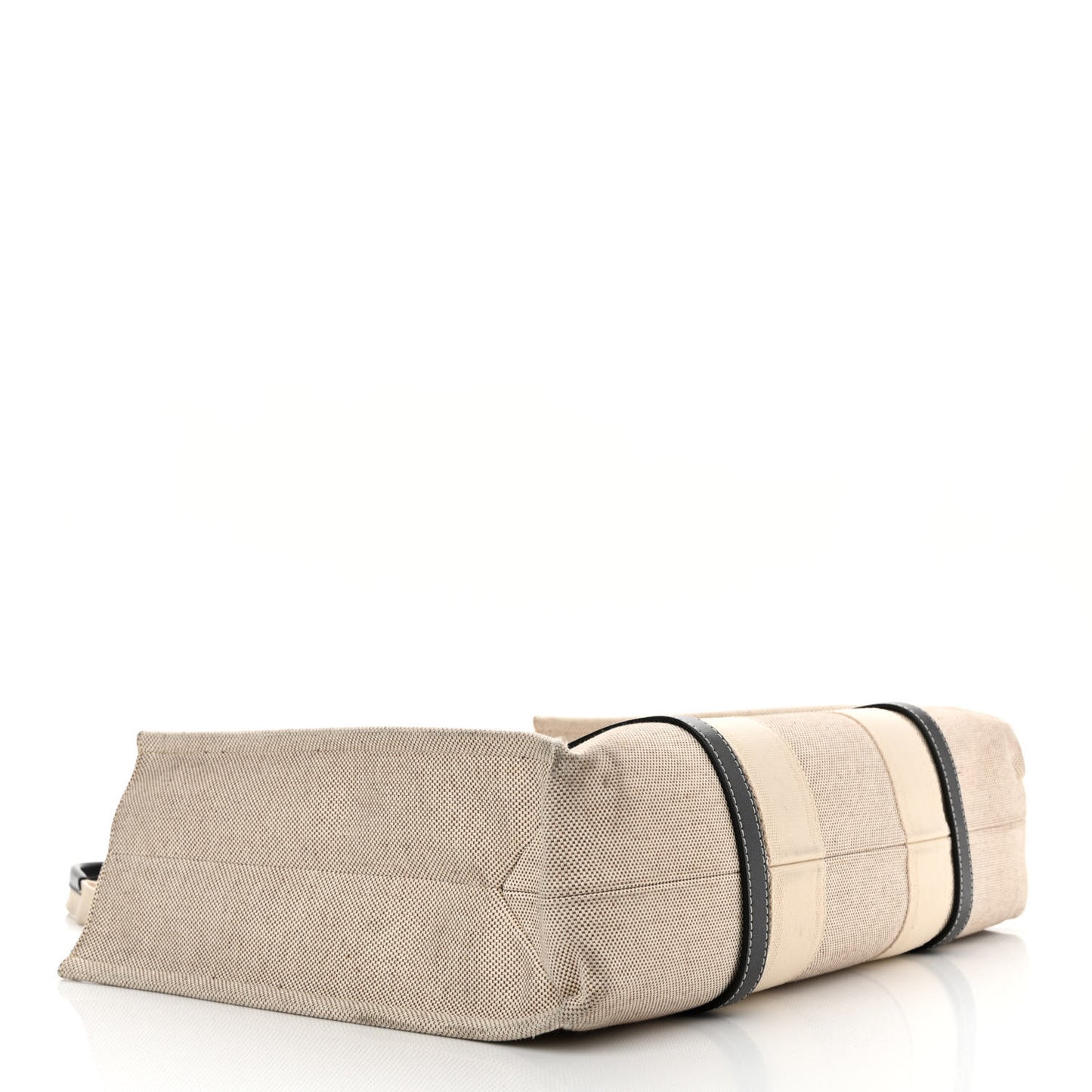 Cotton Calfskin Large Woody Ribbon Tote White Black