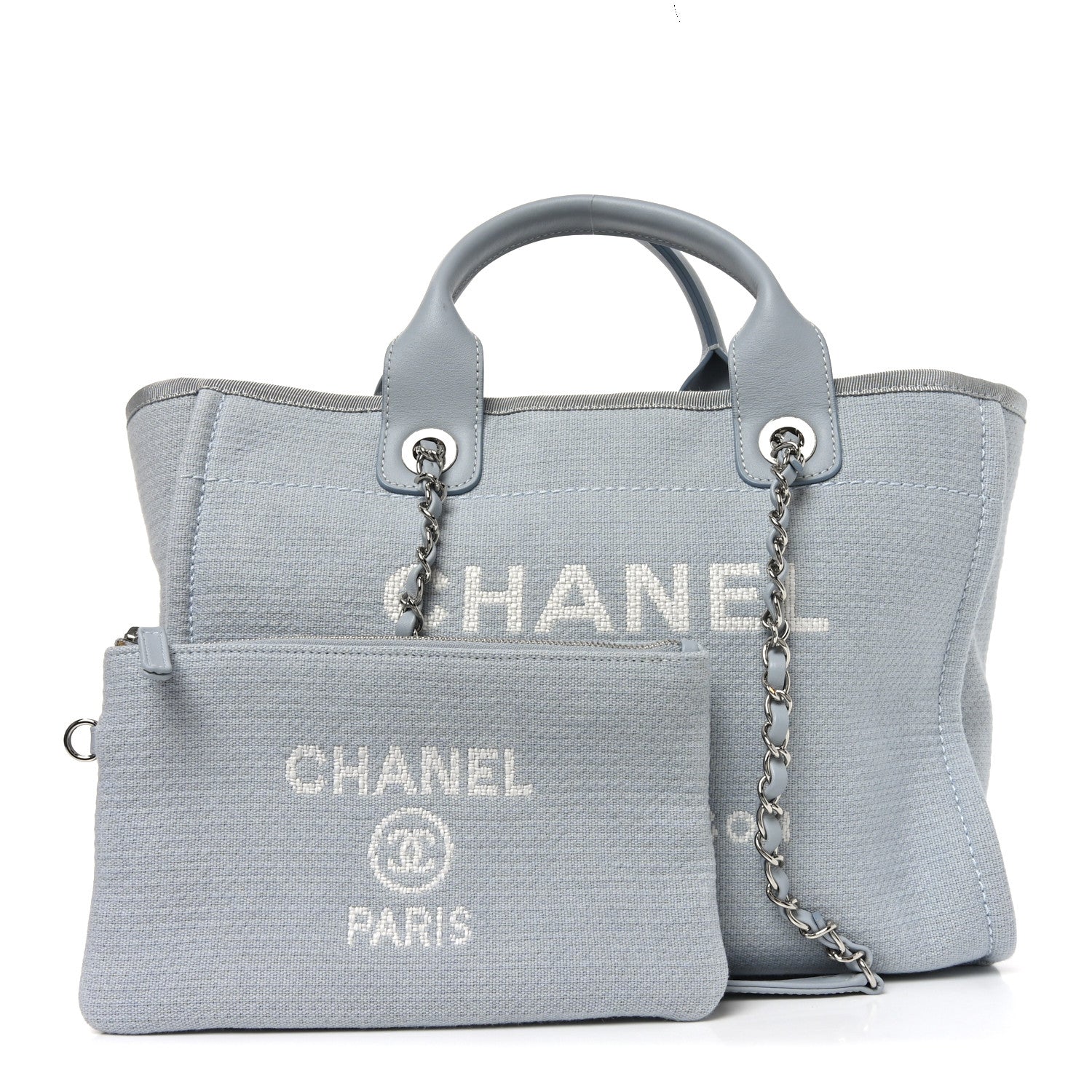 Chanel Mixed Fibers Small Deauville Tote Light Blue 3 of 12