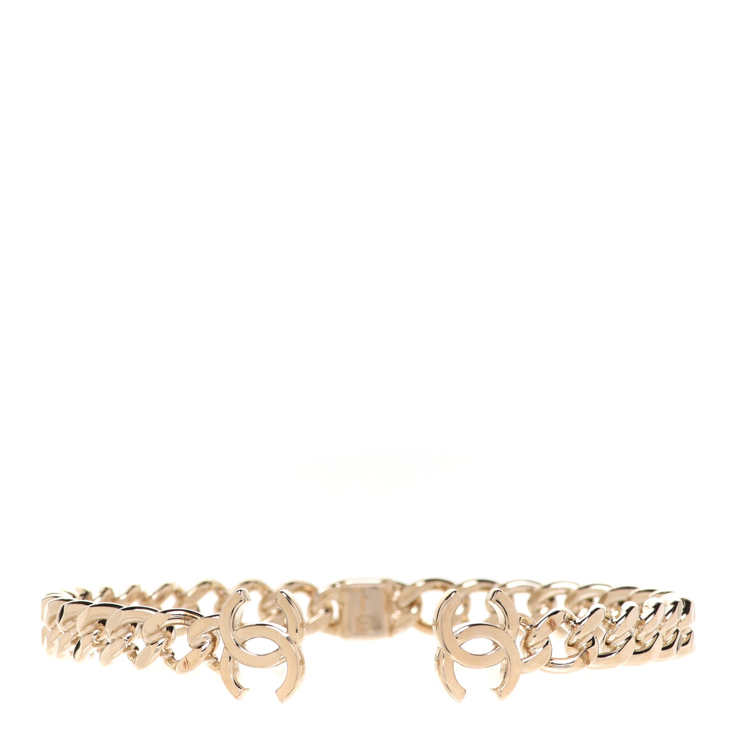 Metal CC Chain Link Choker Necklace L Gold
