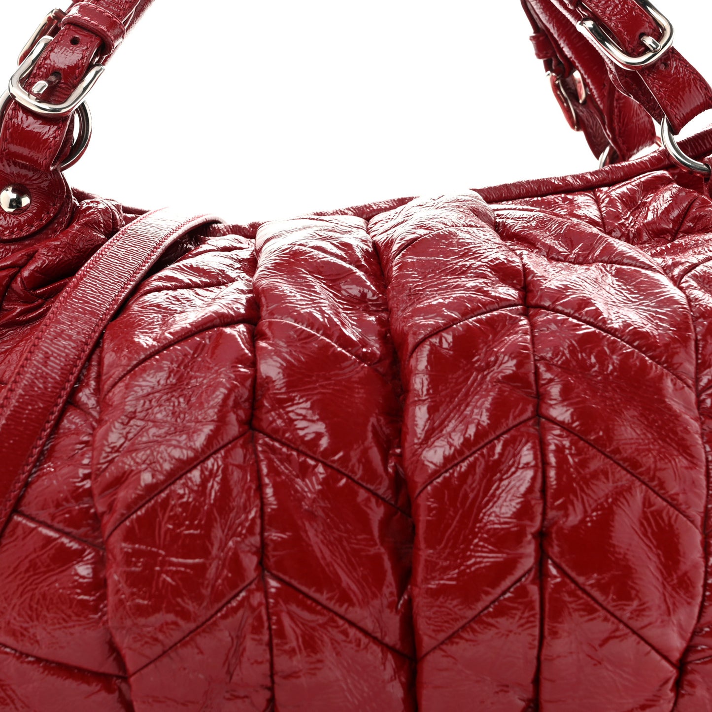 Vernice Trapunto Tote Rosso