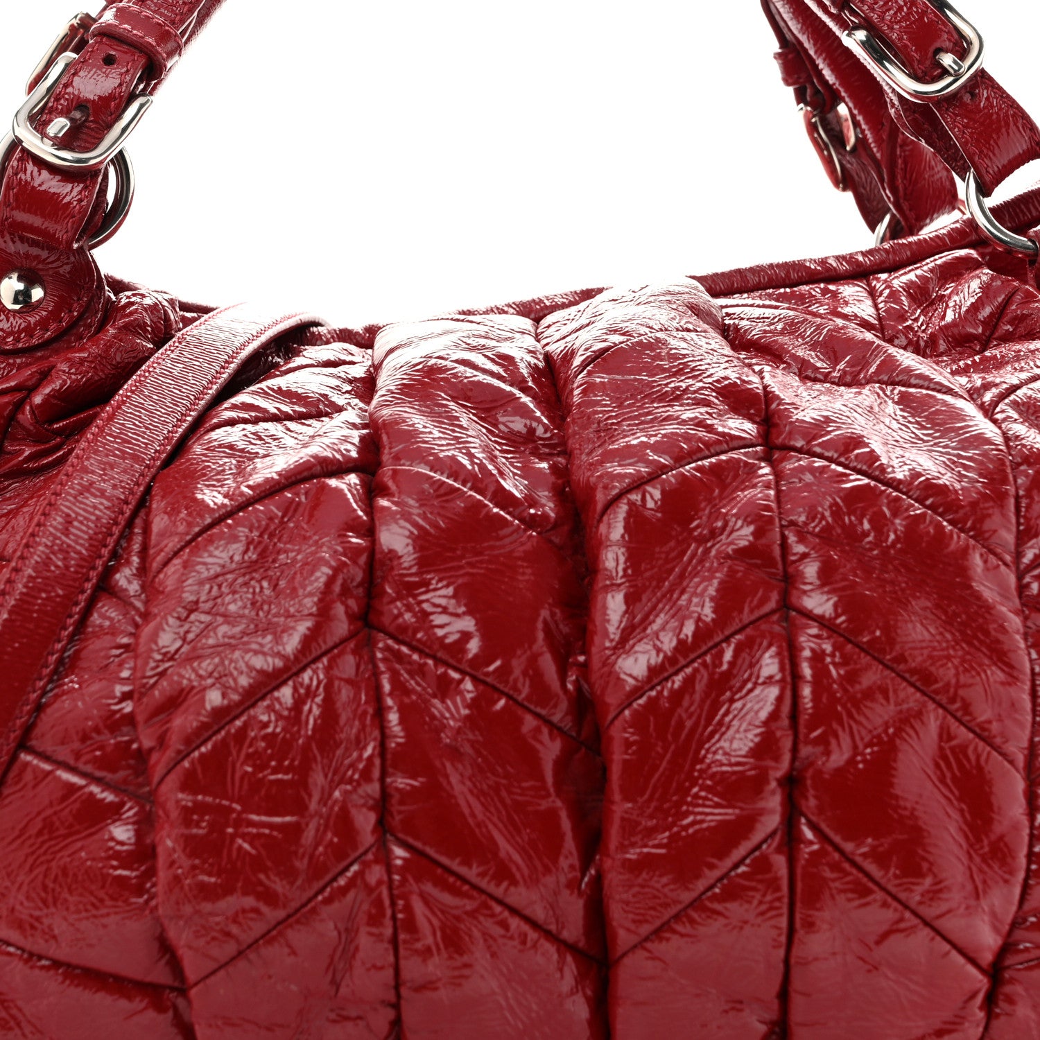 Miu Miu Vernice Trapunto Tote Rosso 8 of 16