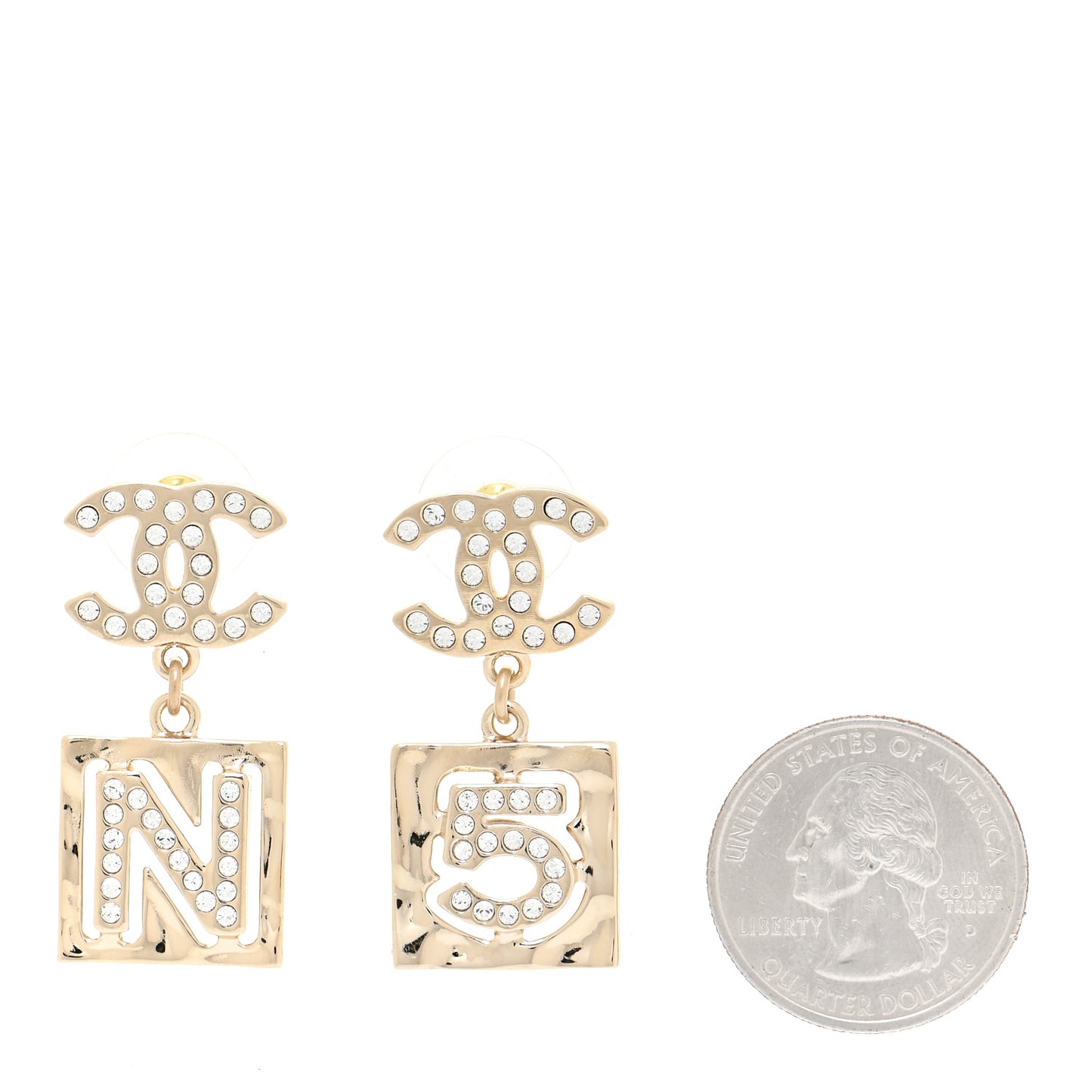 Crystal CC No 5 Drop Earrings Gold