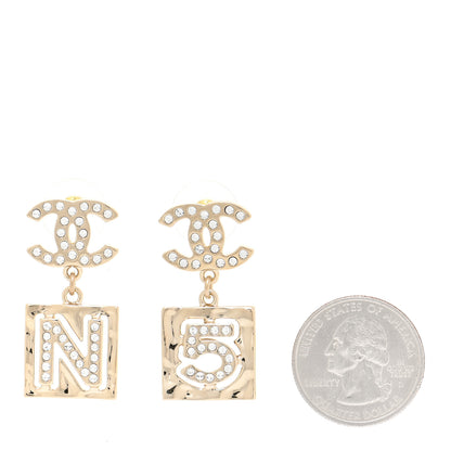 Chanel Crystal CC No 5 Drop Earrings Gold 2 of 6