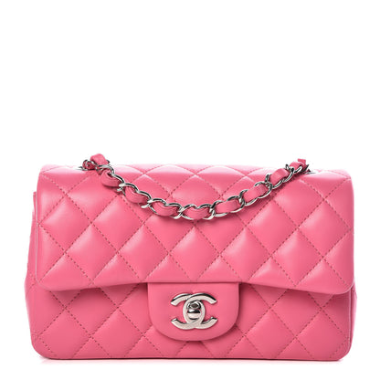 Chanel Lambskin Quilted Mini Rectangular Flap Dark Pink 1 of 10