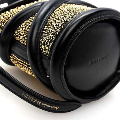 Alexander McQueen Calfskin Crystal Micro Curve Bucket Bag Black Gold 8 of 9