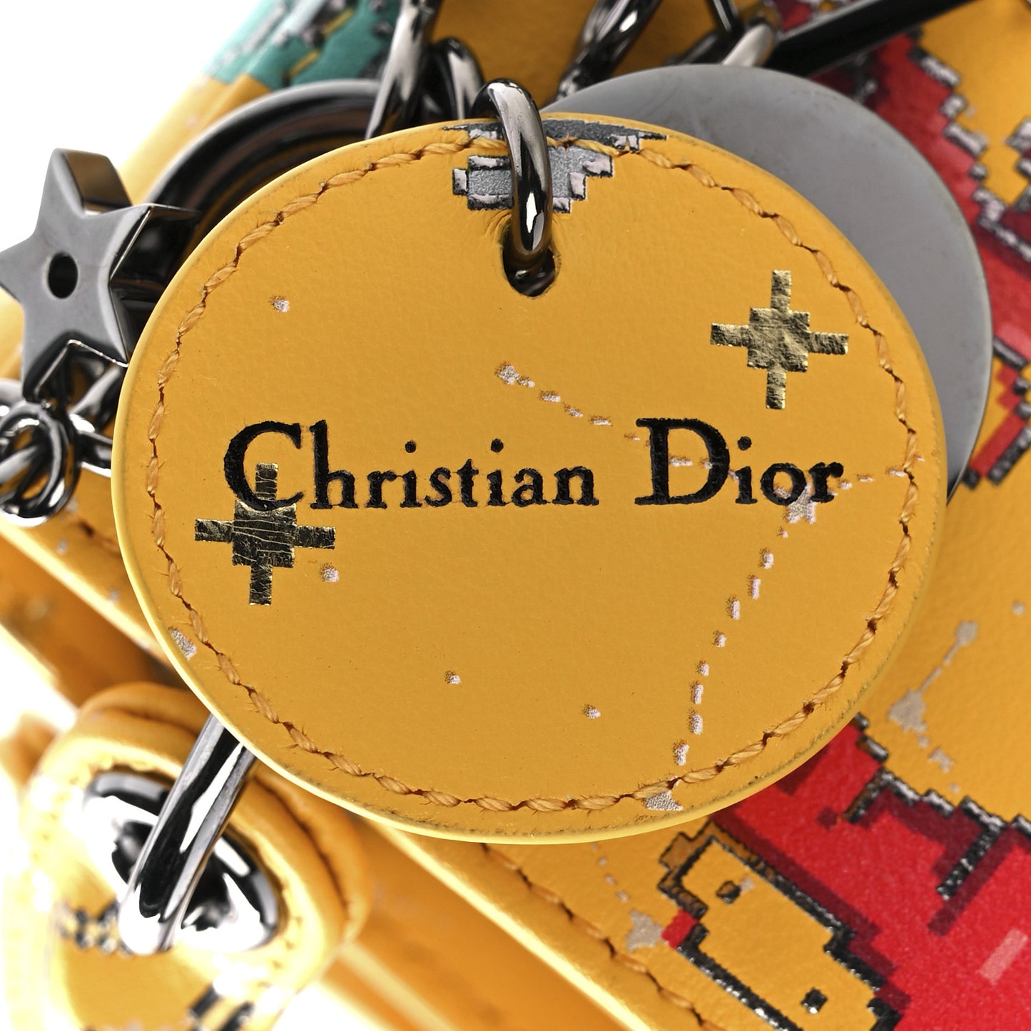 Calfskin Pixel Zodiac Micro Lady Dior Yellow Multicolor
