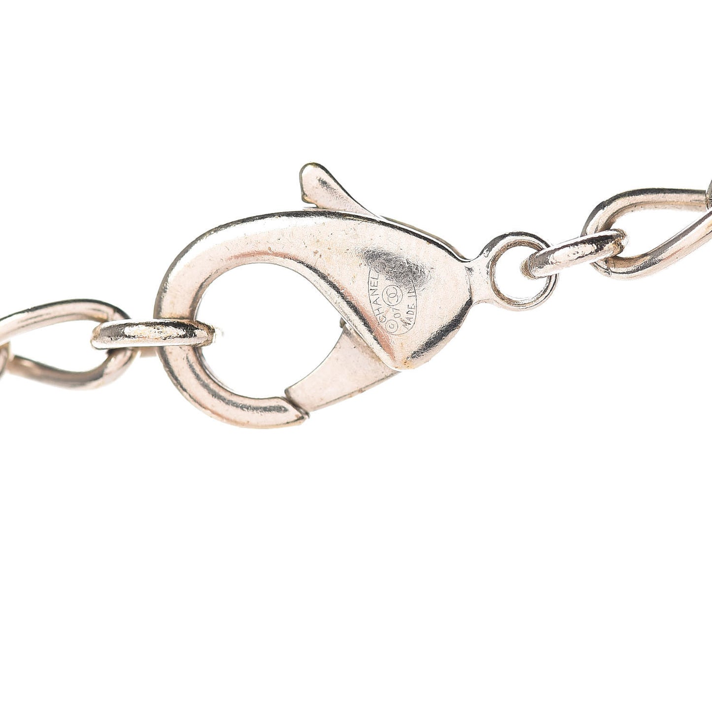 Resin Square CC Necklace White Silver