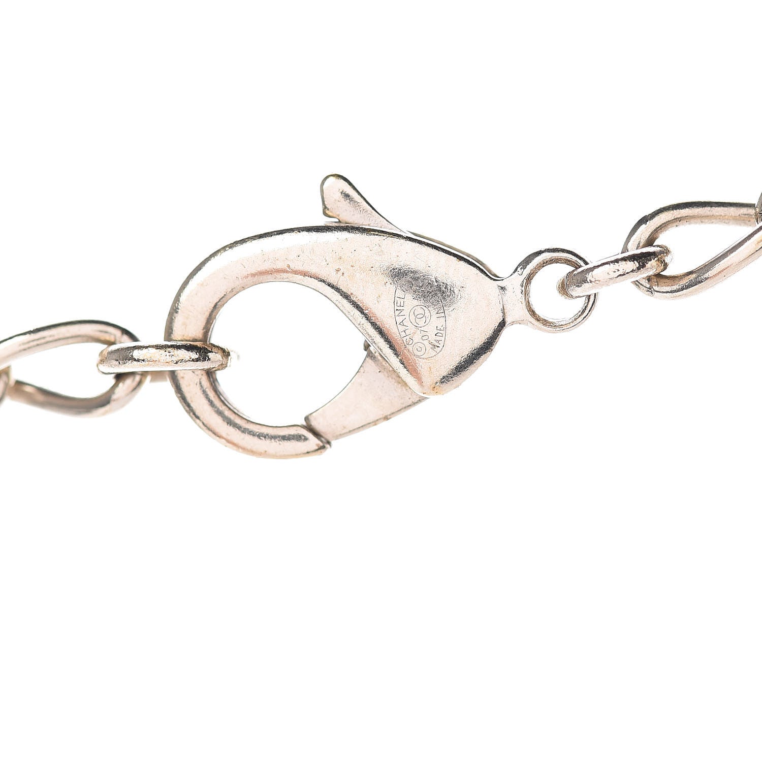 Chanel Resin Square CC Necklace White Silver 5 of 7