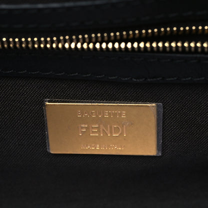 Fendi Shearling Vitello Dolce Macro FF 1974 Baguette Tobacco Black 6 of 6