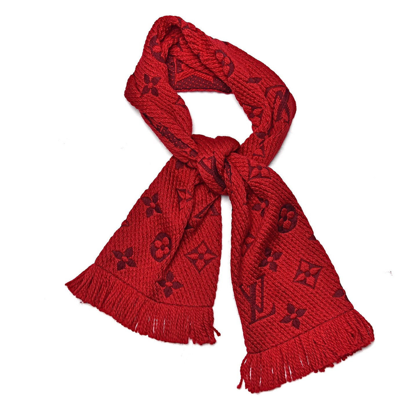 Wool Silk Logomania Scarf Rubis