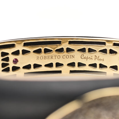 Roberto Coin Sterling Silver 18K Yellow Gold Diamond Ebony Capri Plus Bangle Bracelet 3 of 5
