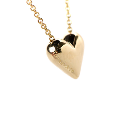 Tiffany 18K Yellow Gold Platinum Diamond Etoile Heart Pendant Necklace 6 of 7