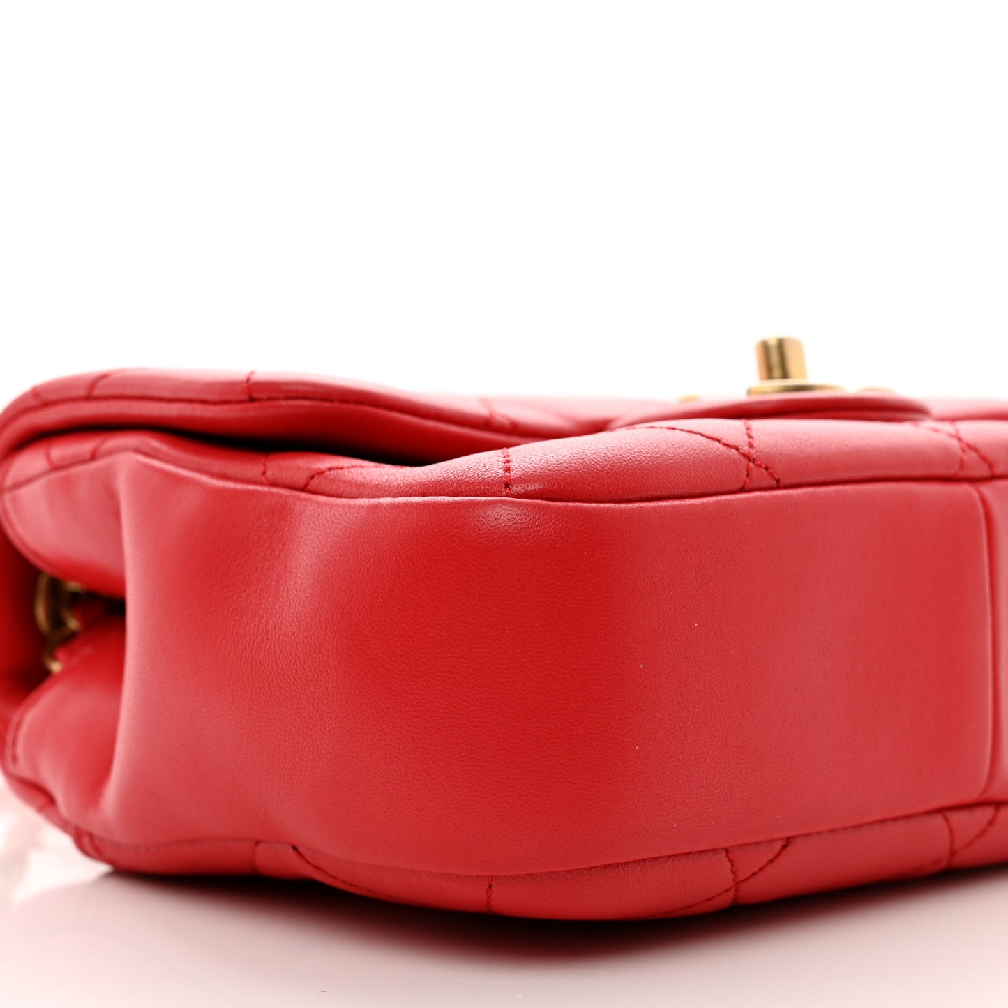 Lambskin Quilted Small In The Loop Handle Flap Bag Red