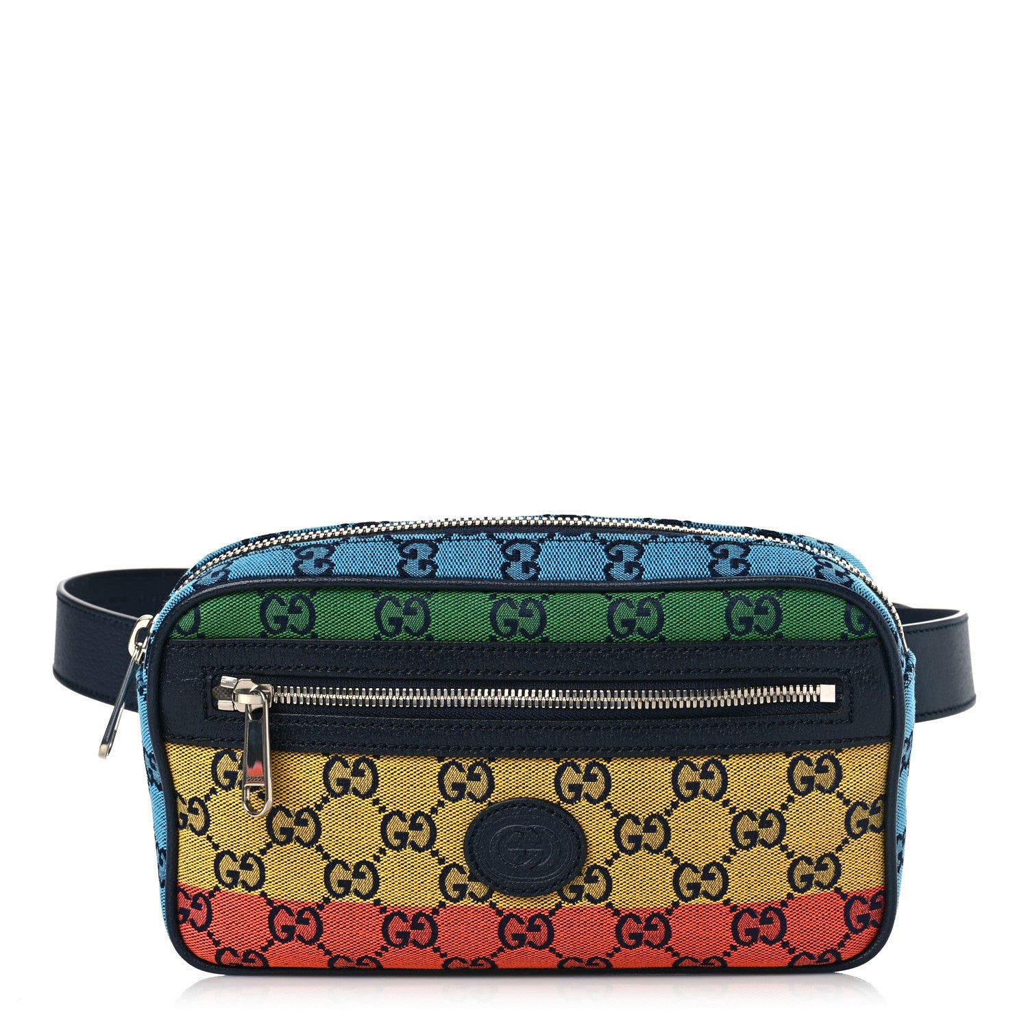 Gucci Monogram Multicolor Retro Interlocking G Belt Bag 95 38 Blue Rainbow Light Blue 1 of 10