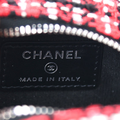 Chanel Tweed Quilted Round Filigree Clutch With Chain Red Black 7 of 13