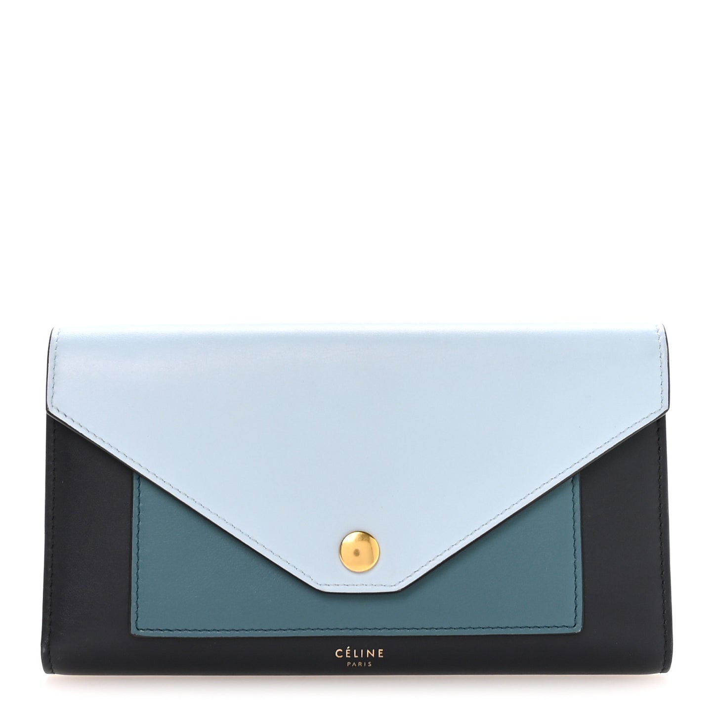 Liege Calfskin Pocket Tri-Fold Multifunction Envelope Flap Wallet Mineral Multicolor
