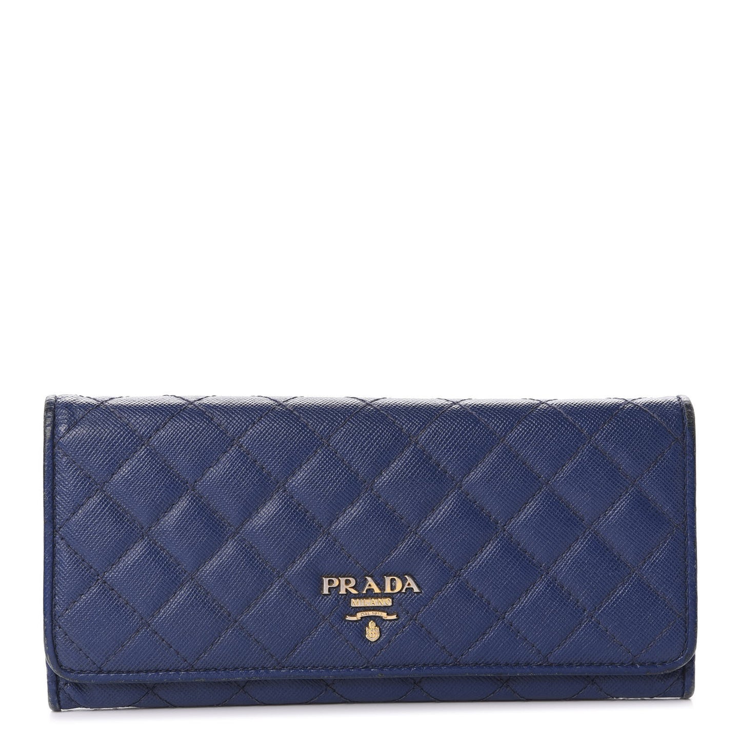 Saffiano Metal Quilted Continental Flap Wallet Bluette