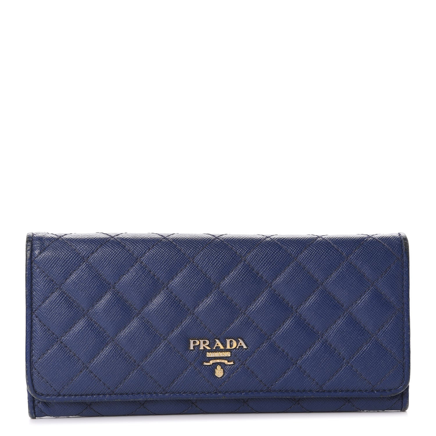 Prada Saffiano Metal Quilted Continental Flap Wallet Bluette 1 of 11