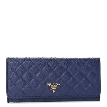 Prada Saffiano Metal Quilted Continental Flap Wallet Bluette 1 of 11
