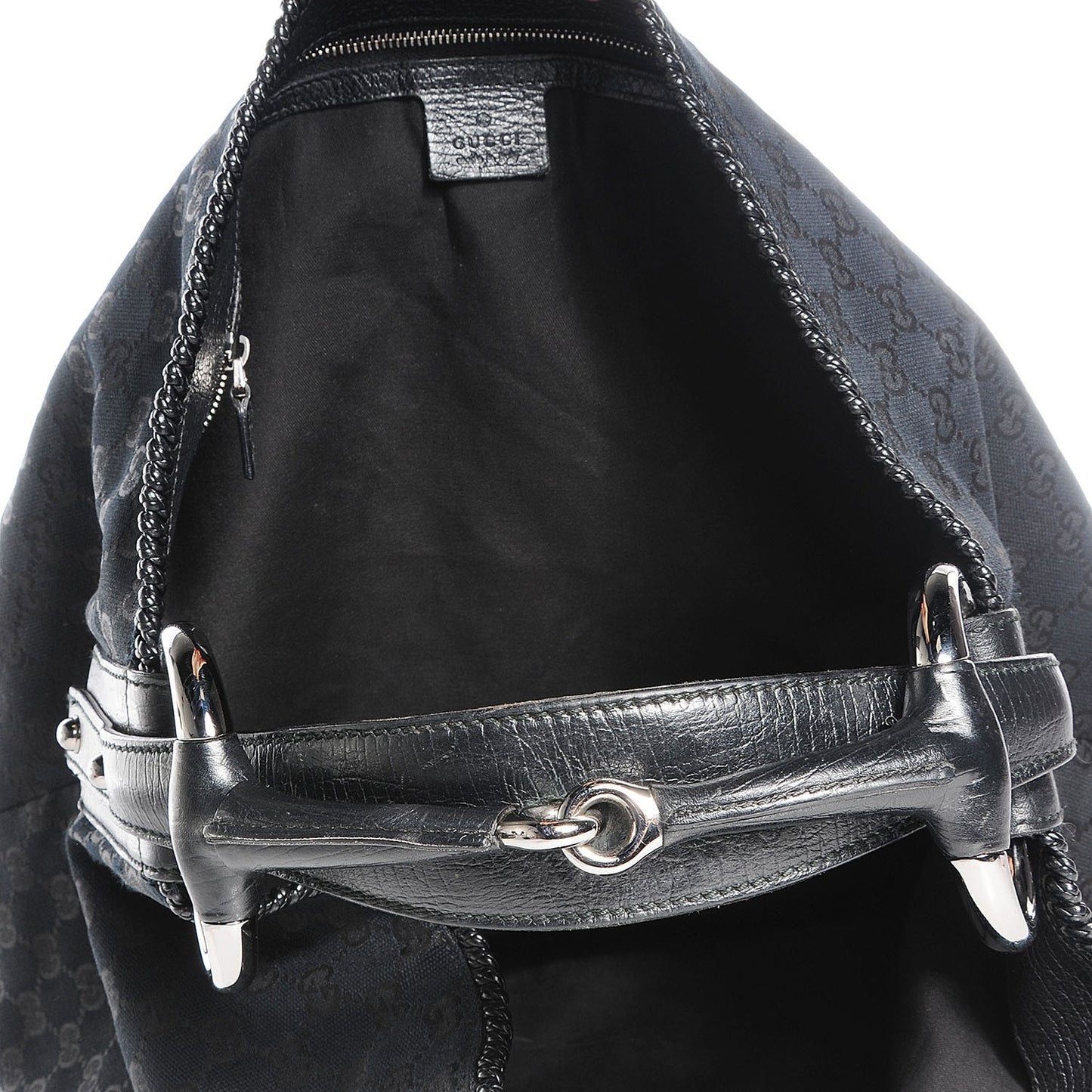 Monogram Large Horsebit Chain Hobo Black
