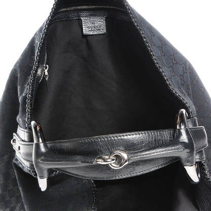 Gucci Monogram Large Horsebit Chain Hobo Black 9 of 9