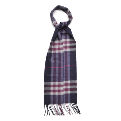 Burberry Cashmere Giant Check Fringe Scarf Purple 1 of 6