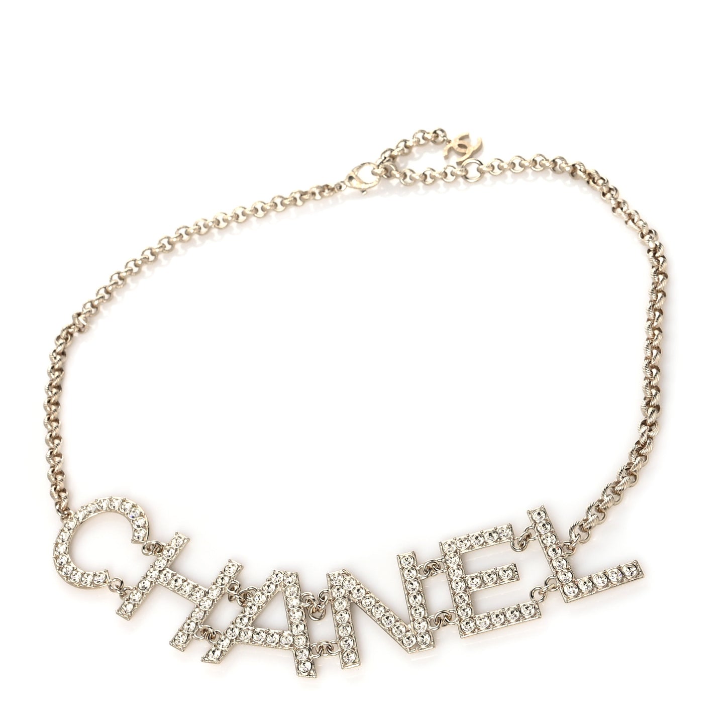 Crystal Chanel Logo Belt Gold