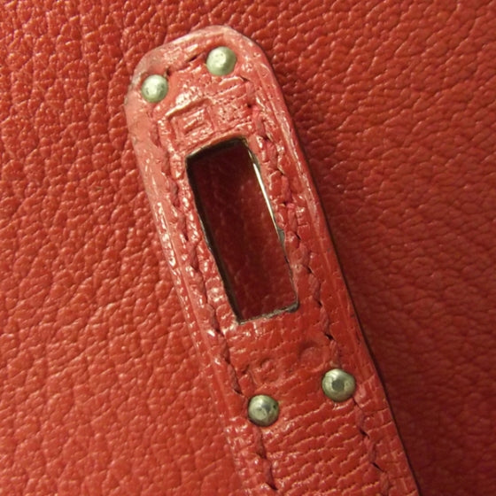 Hermes Chevre Leather KELLY 25 Vermillion w Strap 12 of 13
