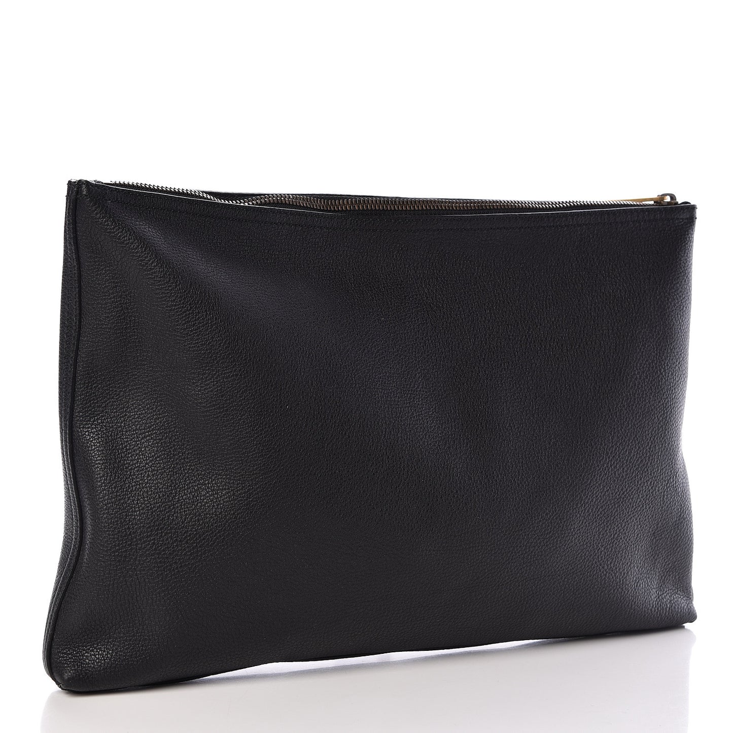 Pebbled Calfskin Large Logo Portfolio Clutch Black