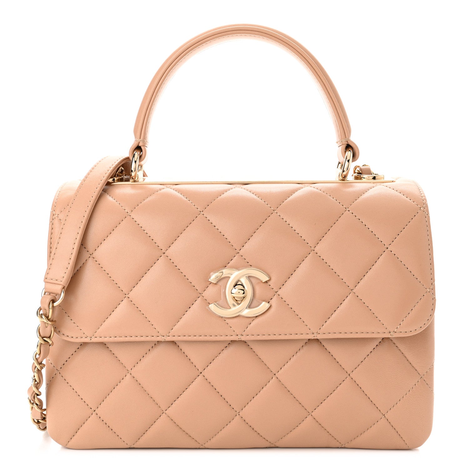 Chanel Lambskin Quilted Small Trendy CC Dual Handle Flap Bag Beige 1 of 10