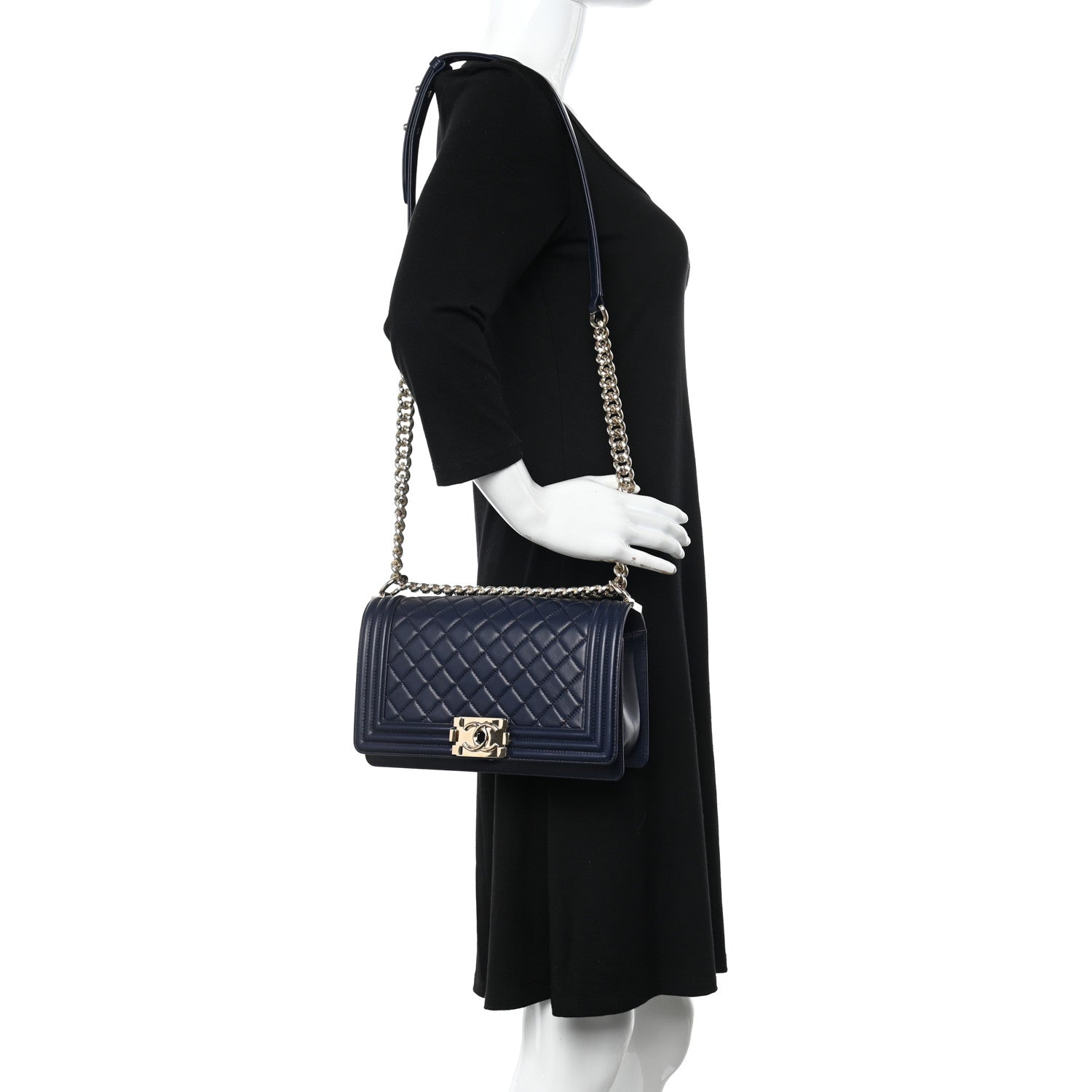 Chanel Lambskin Quilted Medium Boy Flap Dark Navy 2 of 10