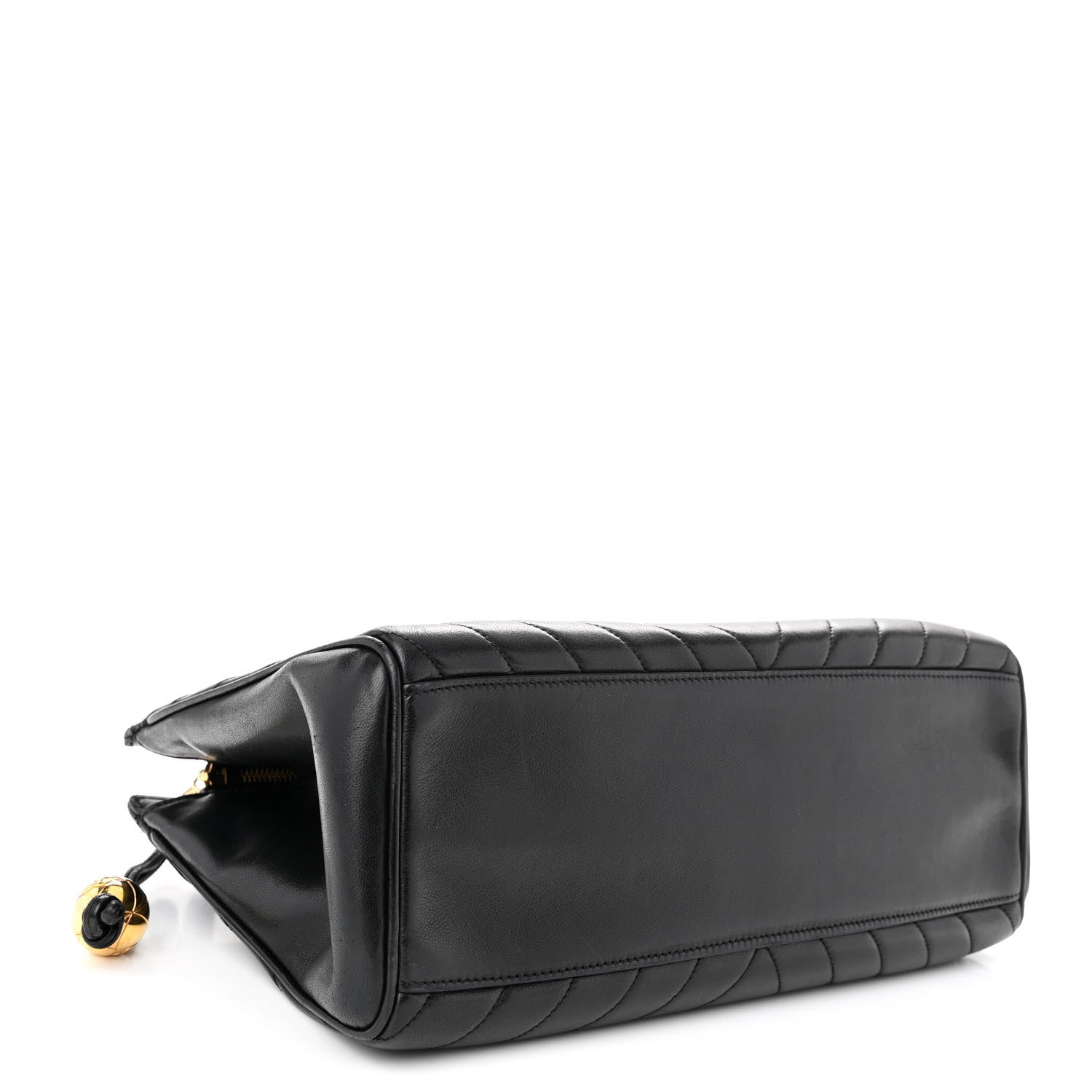 Chanel Lambskin Chevron Quilted Top Handle Bag Black 4 of 11