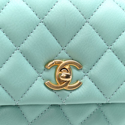 Chanel Calfskin Quilted Top Handle Flap Light Blue 4 of 5