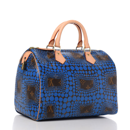 Louis Vuitton Monogram Kusama Town Speedy 30 Blue 3 of 10