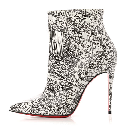 Christian Louboutin Calfskin Caligraf So Kate Booty 100 Ankle Boots 35.5 Black White 1 of 8