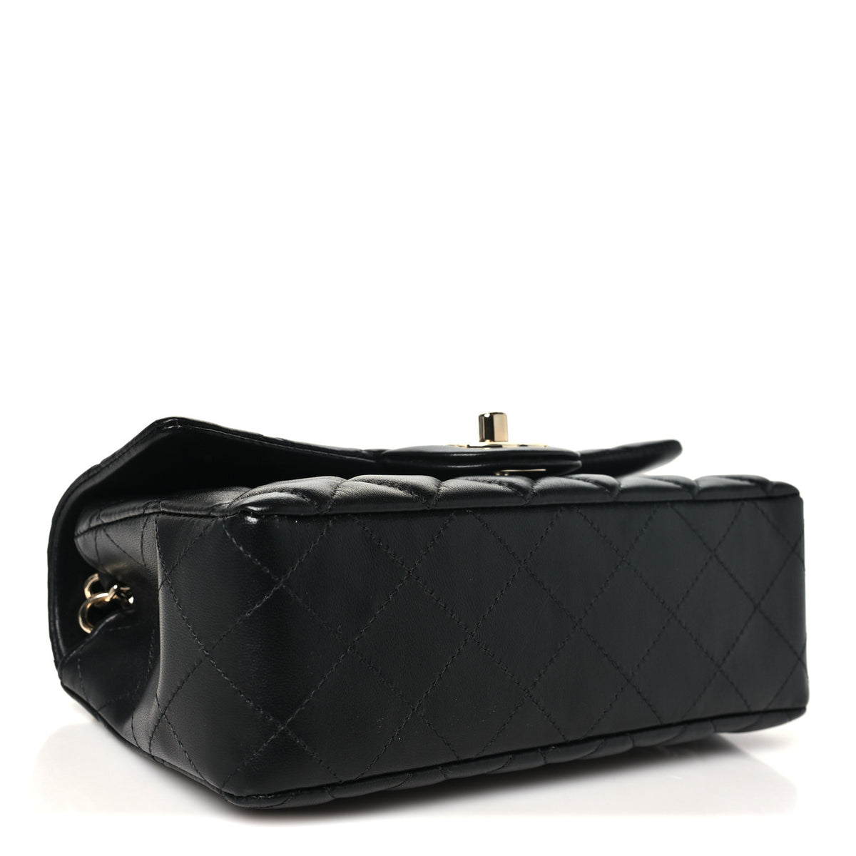 Lambskin Quilted Mini Rectangular Flap Black