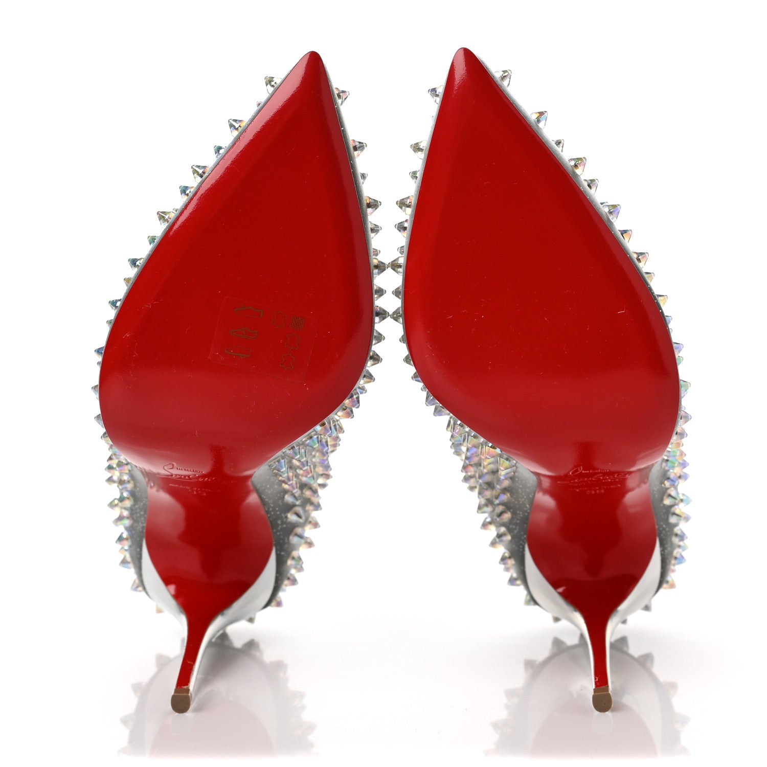 Christian Louboutin Glitter Tissu Reflex Follies Spikes 100 Pumps 39 Reflective Silver 5 of 7