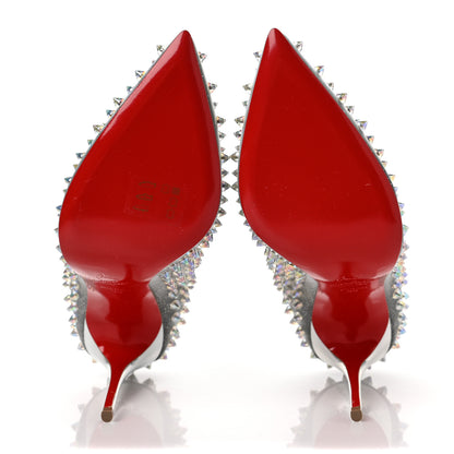 Christian Louboutin Glitter Tissu Reflex Follies Spikes 100 Pumps 39 Reflective Silver 5 of 7