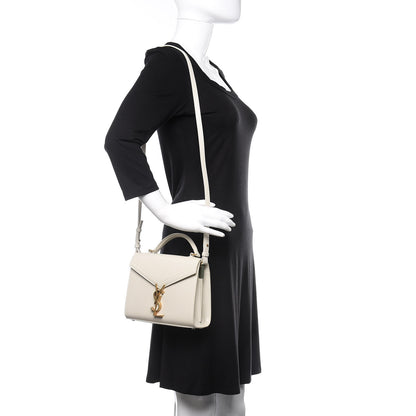Saint Laurent Grain de Poudre Mini Classic Monogram Cassandra Top Handle Vintage White 2 of 9