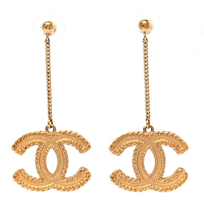 Chanel CC Drop Earrings Matte Gold 1 of 4
