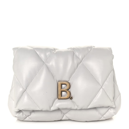 Balenciaga Nappa Calfskin Quilted Touch B Puffy Clutch White 1 of 14