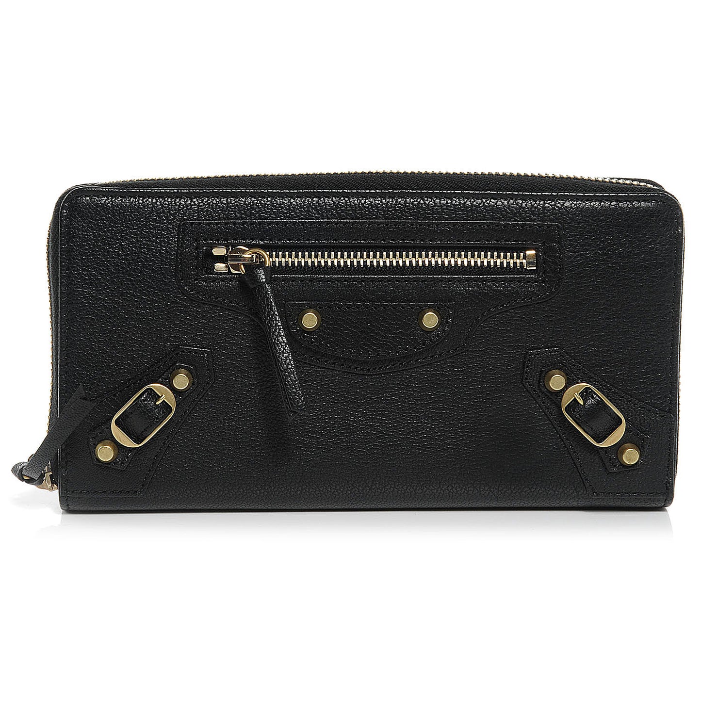 Calfskin Papier Continental Zip Around Wallet Black