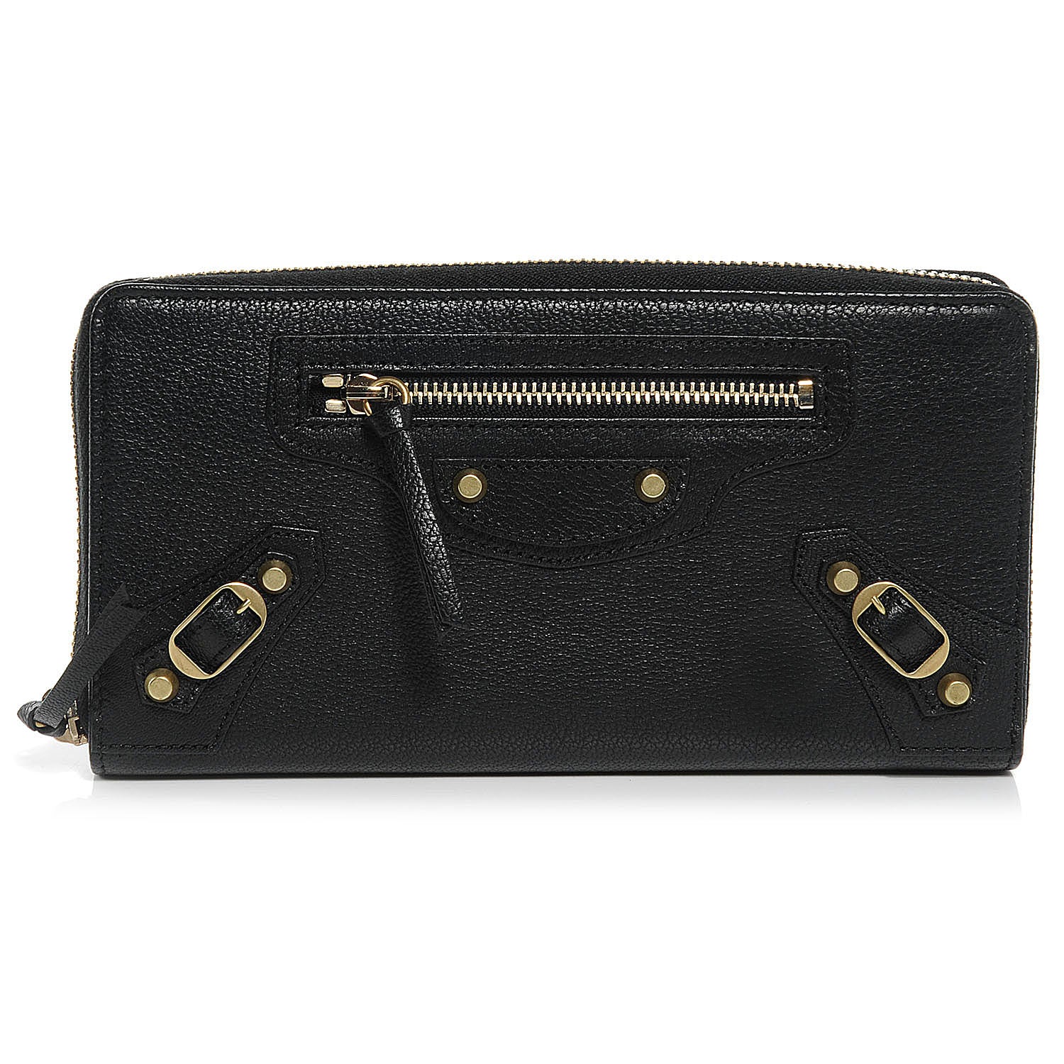 Balenciaga Calfskin Papier Continental Zip Around Wallet Black 1 of 8