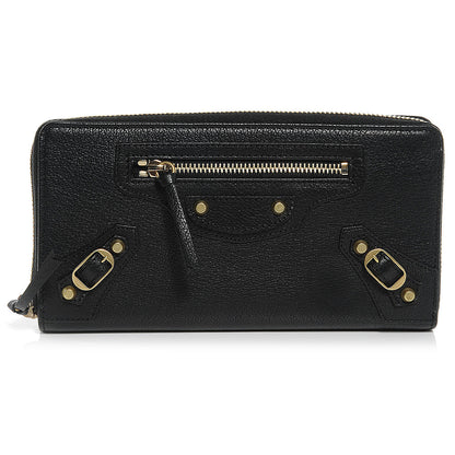 Balenciaga Calfskin Papier Continental Zip Around Wallet Black 1 of 8