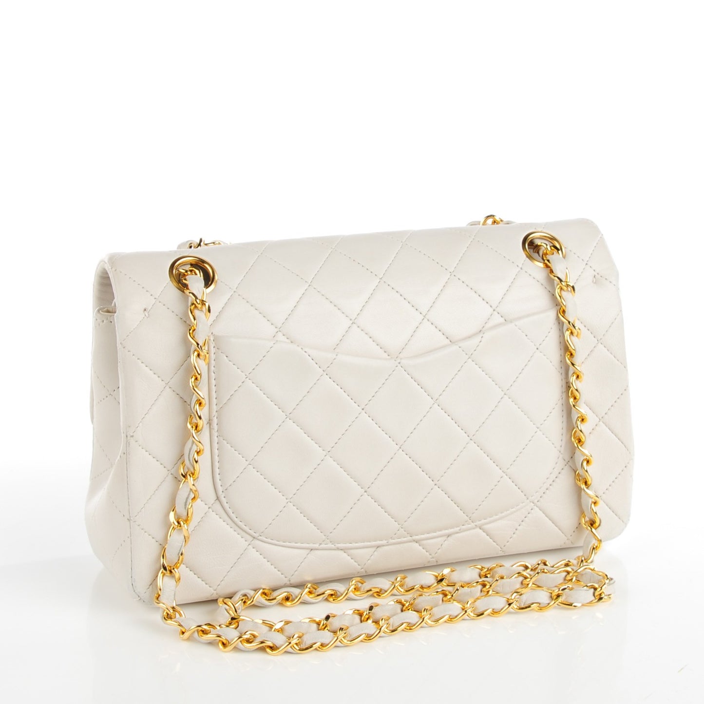 Lambskin Quilted Small Double Flap White