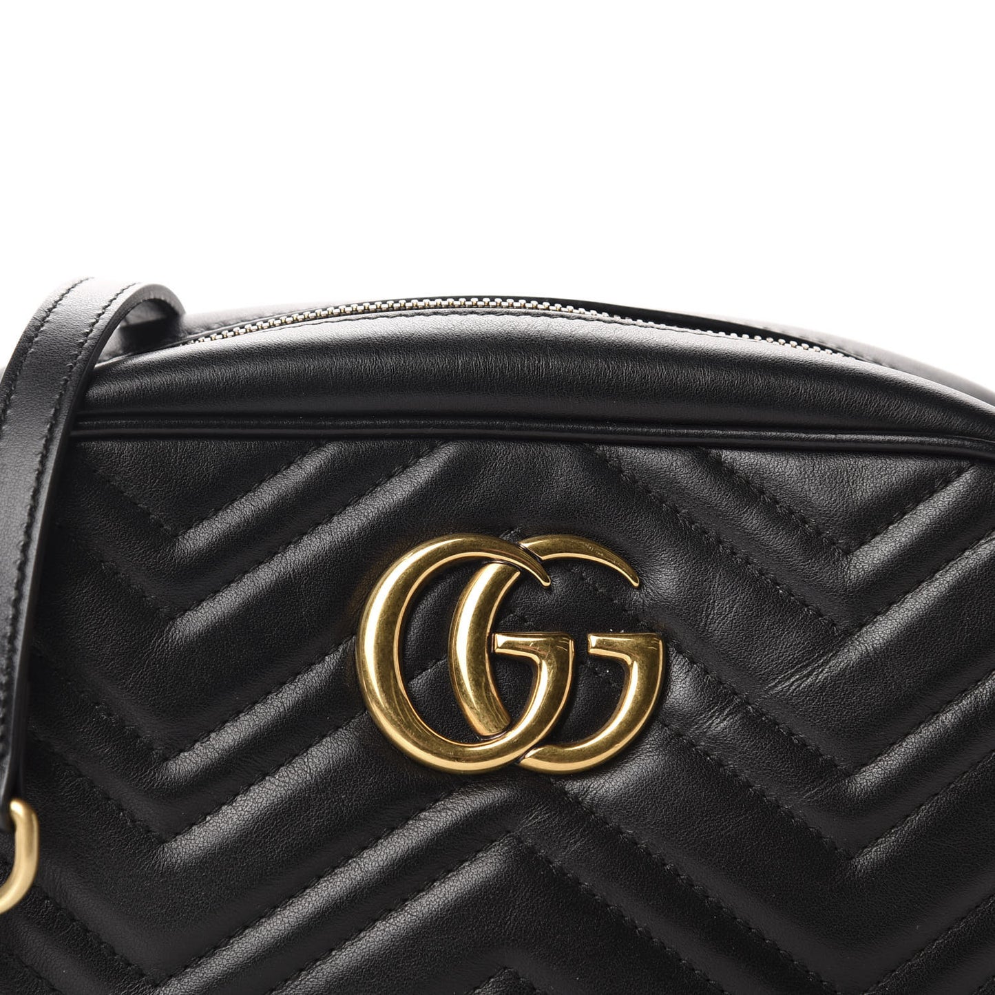 Calfskin Matelasse Small GG Marmont Chain Shoulder Bag Black