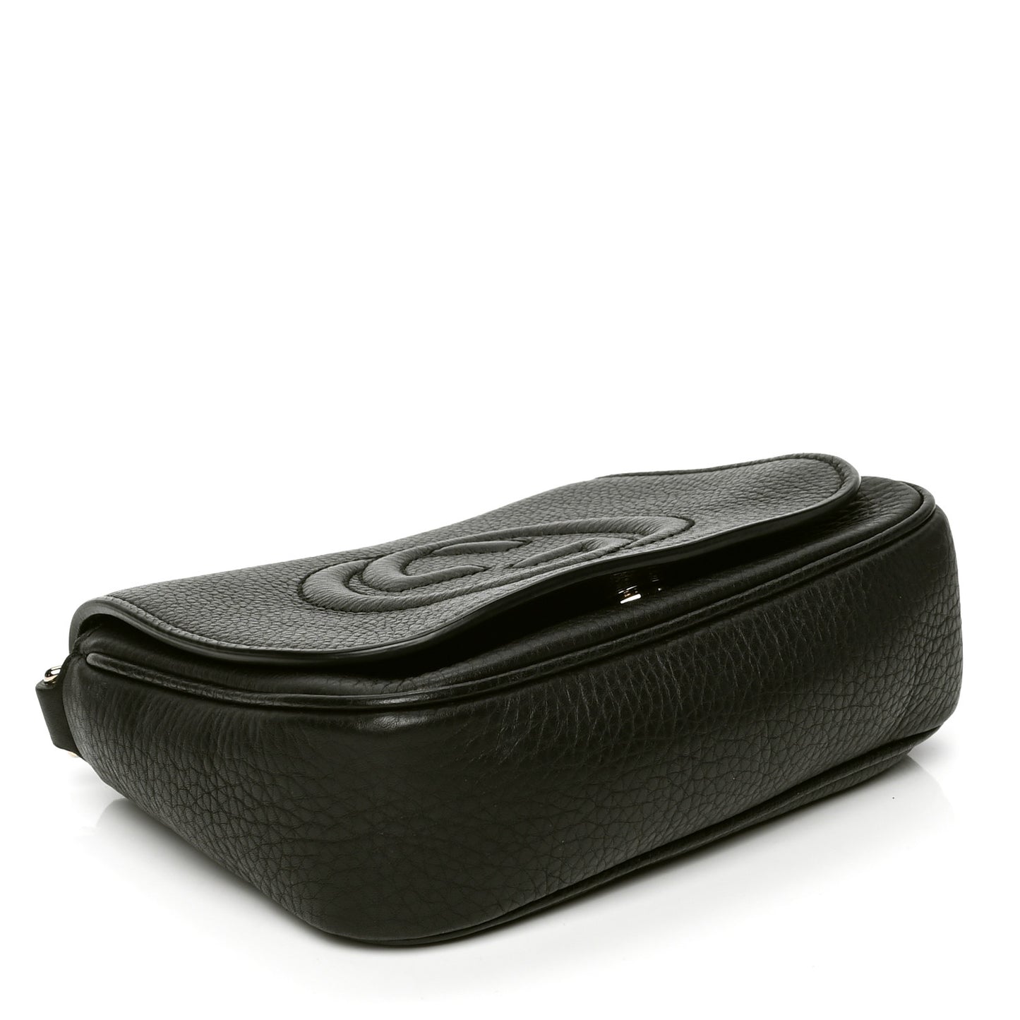 Pebbled Calfskin Small Soho Flap Crossbody Black