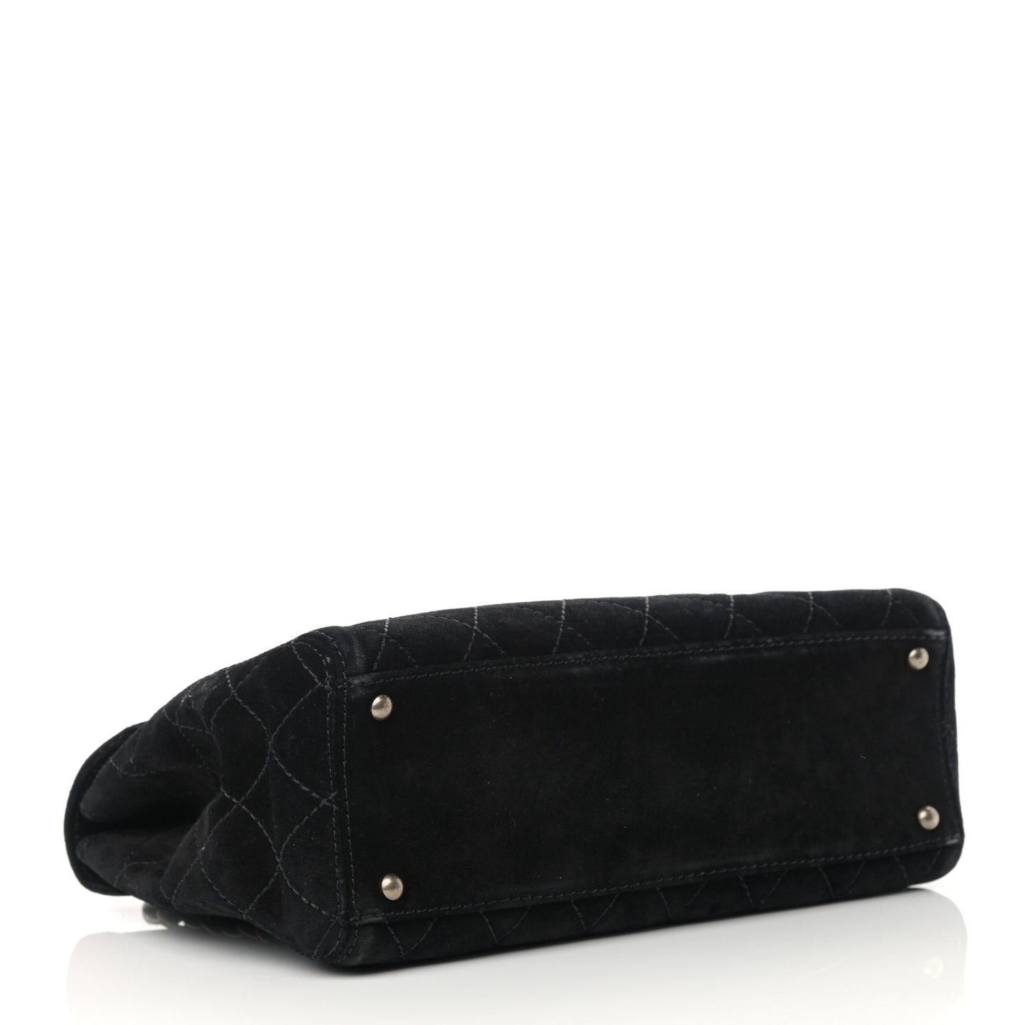 Suede Stitched Single Flap Black