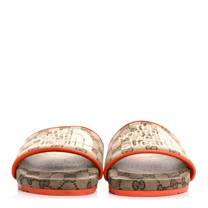 Gucci x NORTH FACE Canvas GG Monogram Womens Slide Sandals 40 Beige Mystic White Deep Orange 3 of 12