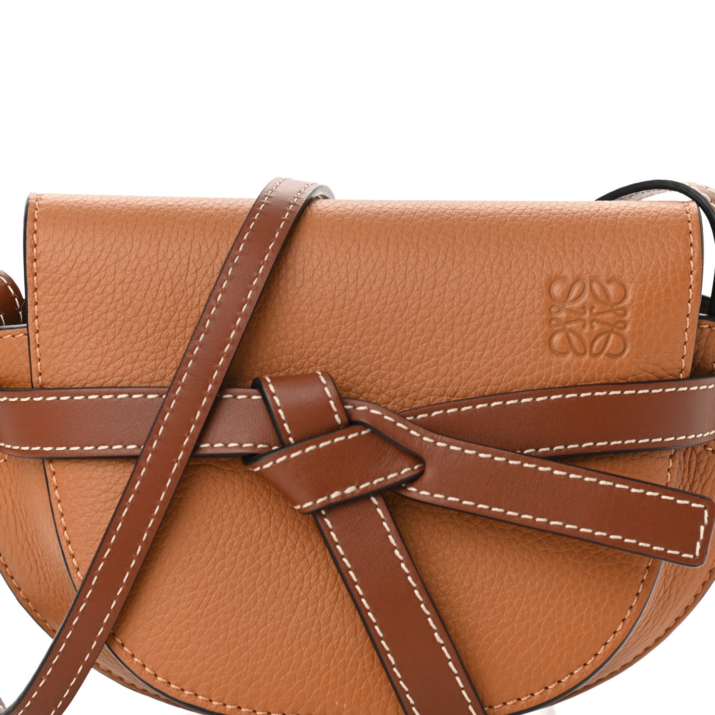 Grained Calfskin Mini Gate Crossbody Bag Caramel Pecan